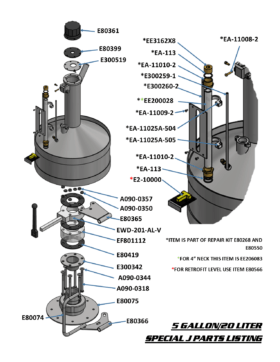 Special J 5 Gallon or 20 Liter Spare Parts