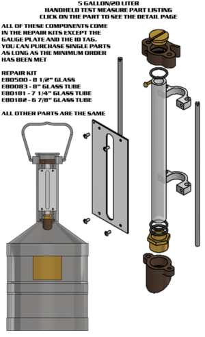 Repair Kit for EESS005G/ EESS0020L (short neck 5-Gallon and the Stainless Steel) 7.25" gauge tube - Image 2